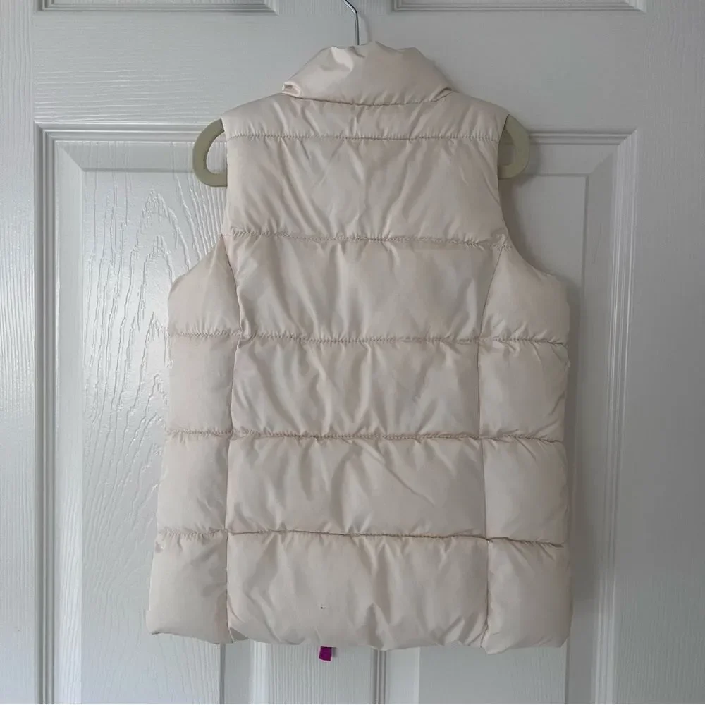 Old Navy Puffer Vest in Off White / Purple XS Girls 5 EUC